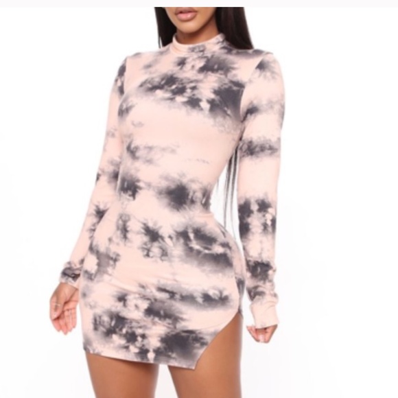 *NWT* Fashion Nova Black and Pink Tie Dye Dress - Picture 2 of 6